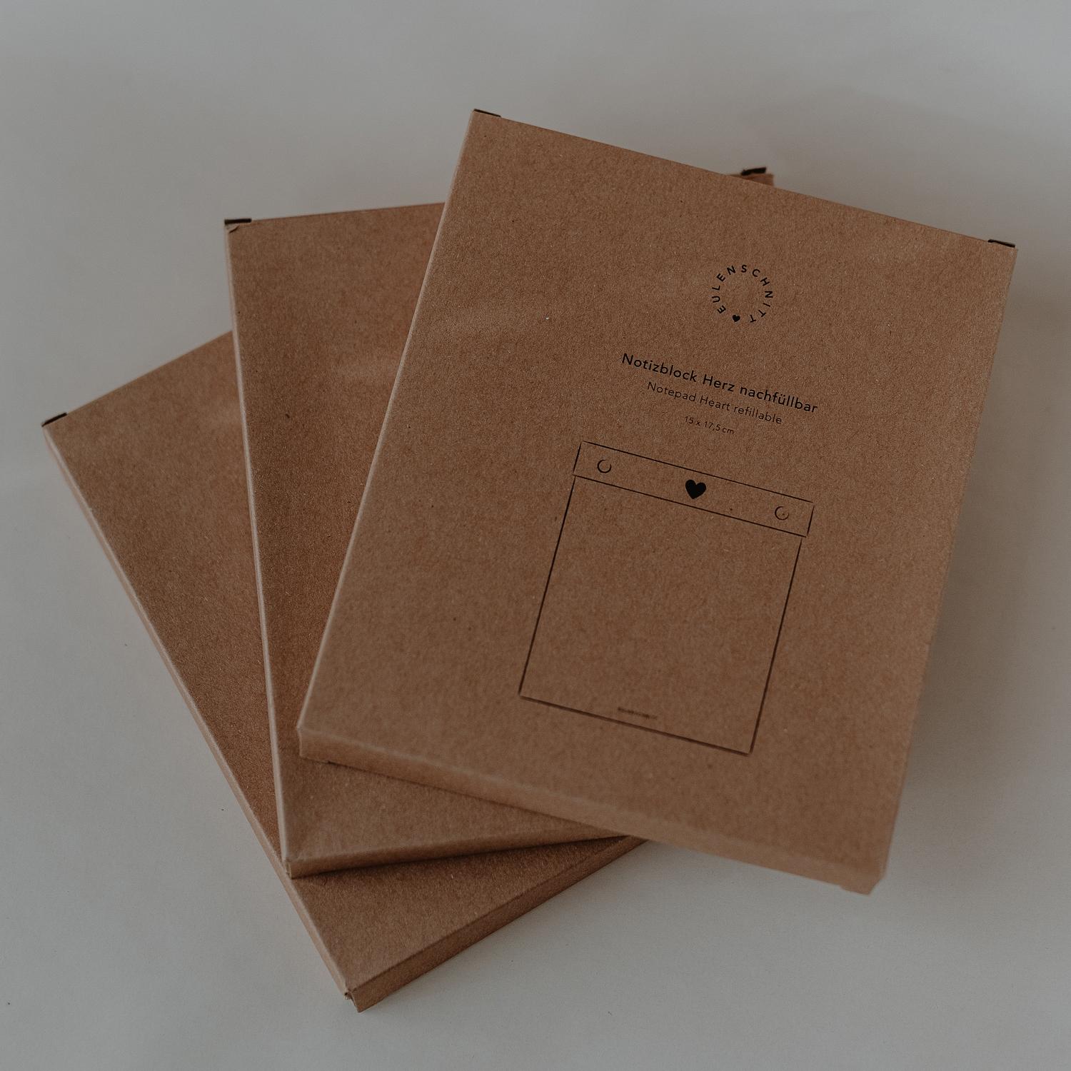 Eulenschnitt Notizblock Herz nachfüllbar