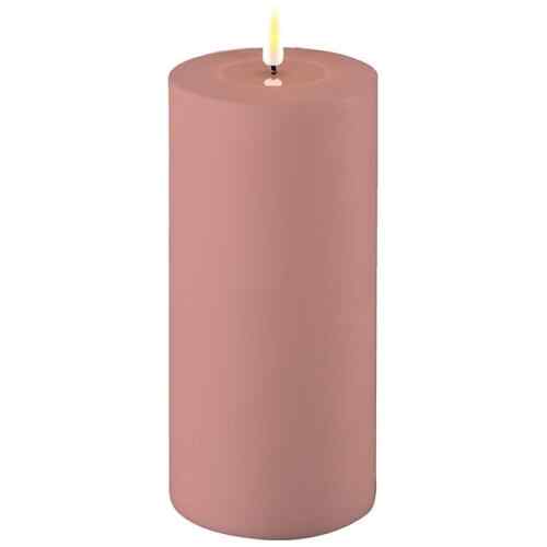 LED-Stumpenkerze für Außen 10 * 20 cm Staubiges Rosa