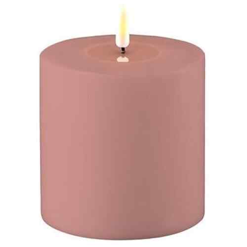 LED-Stumpenkerze für Außen 10 * 10 cm Staubiges Rosa