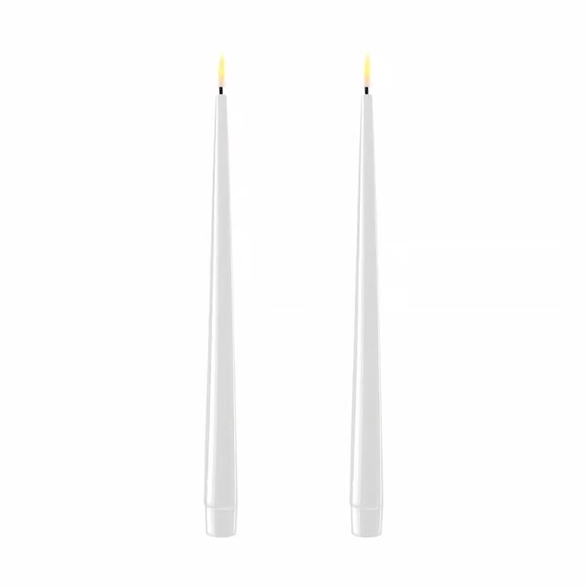 LED Stabkerze mit Lack weiß 2 Stück 28 cm