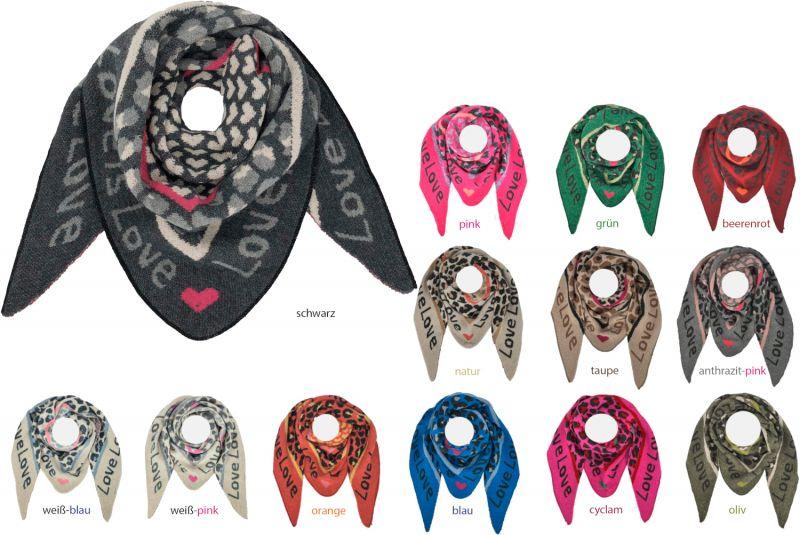 Dreiecksschal Love pink