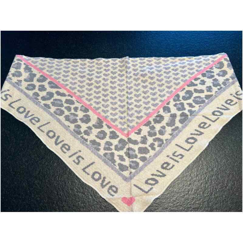 Dreiecksschal Love weiß-pink