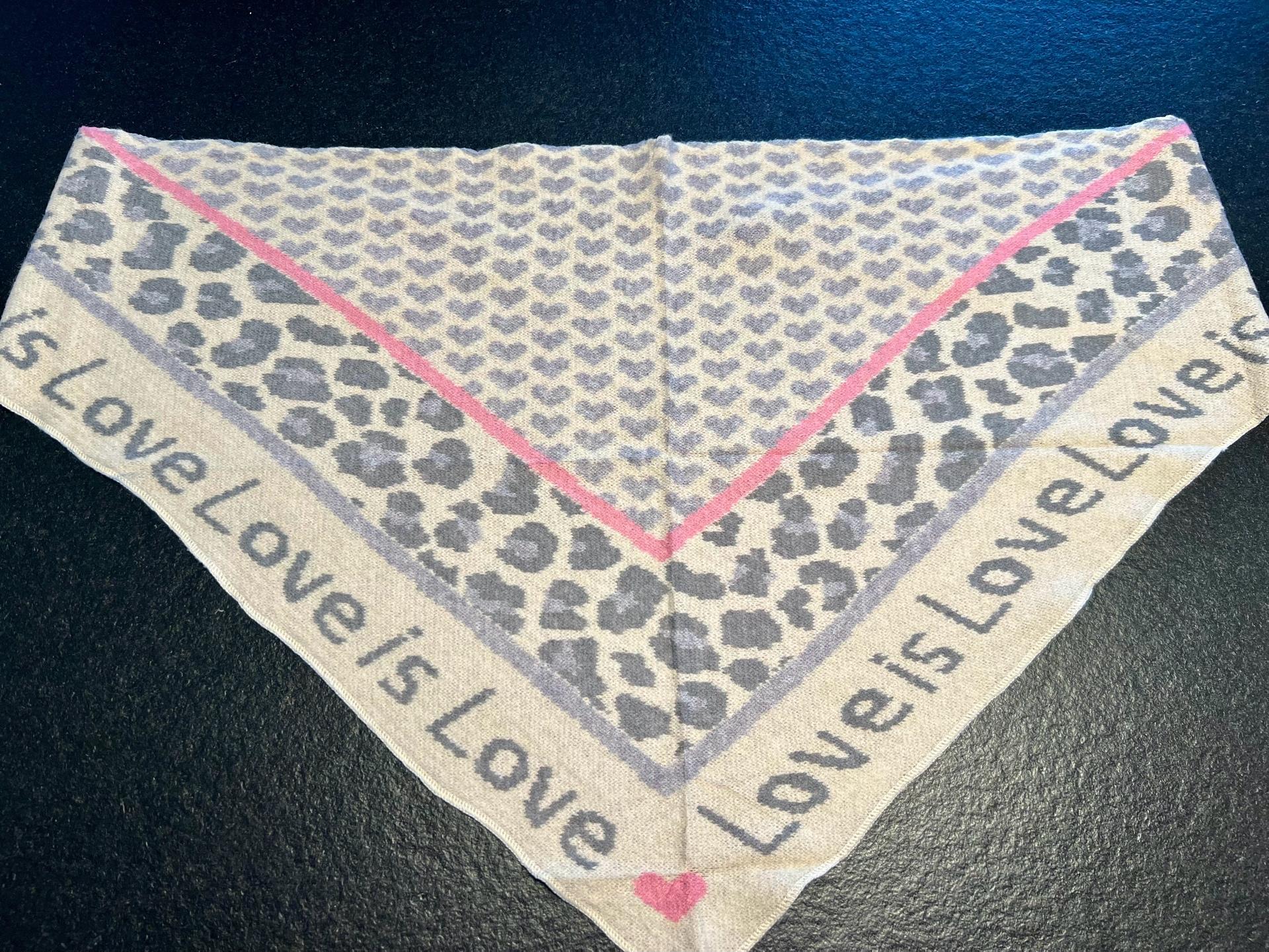 Dreiecksschal Love weiß-pink