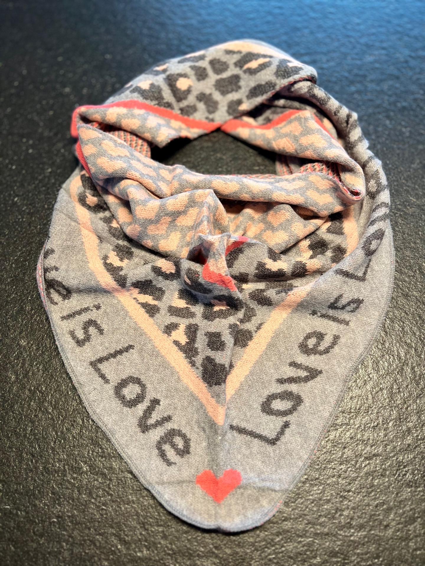 Dreiecksschal Love anthrazit-pink