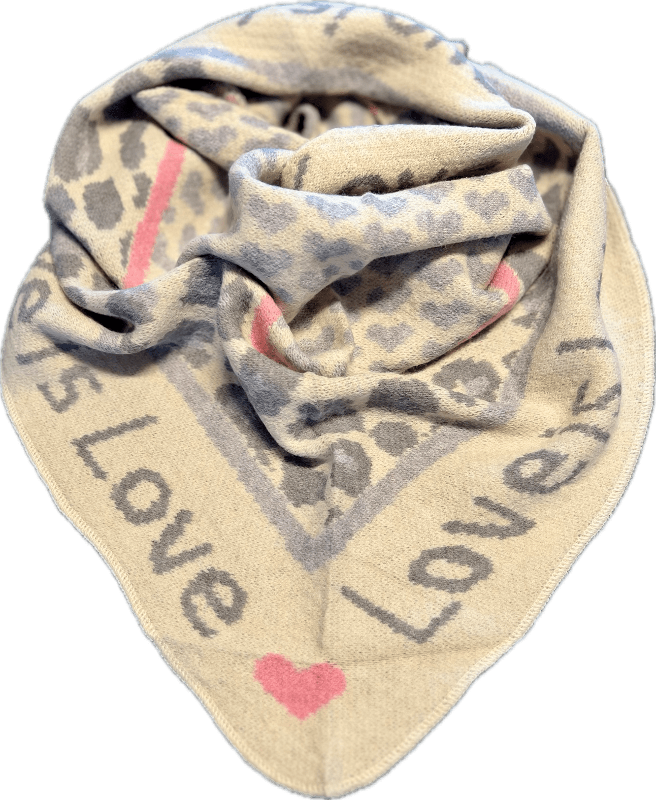 Dreiecksschal Love weiß-pink