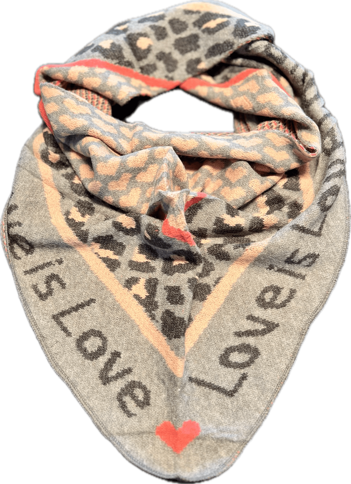 Dreiecksschal Love anthrazit-pink