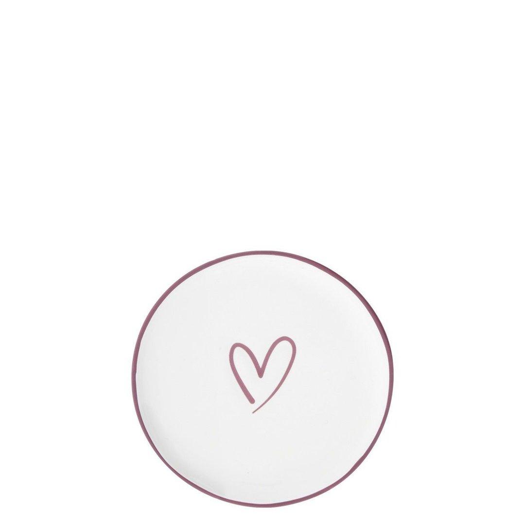 Mini Teller White Heart red Teebeutelablage