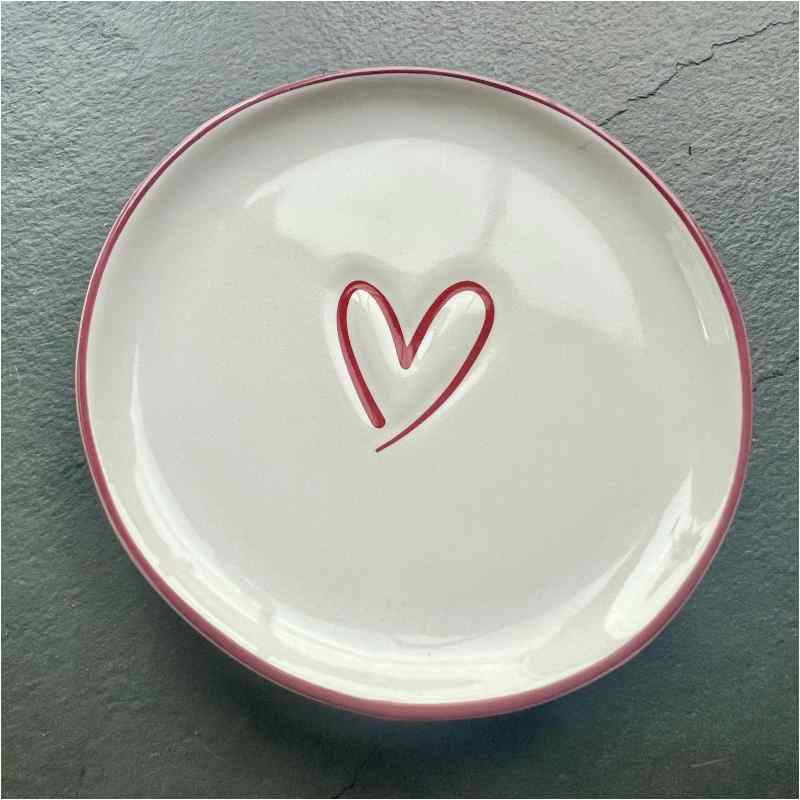 Mini Teller White Heart red Teebeutelablage
