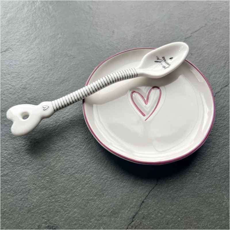 Mini Teller White Heart red Teebeutelablage - Immagine 3