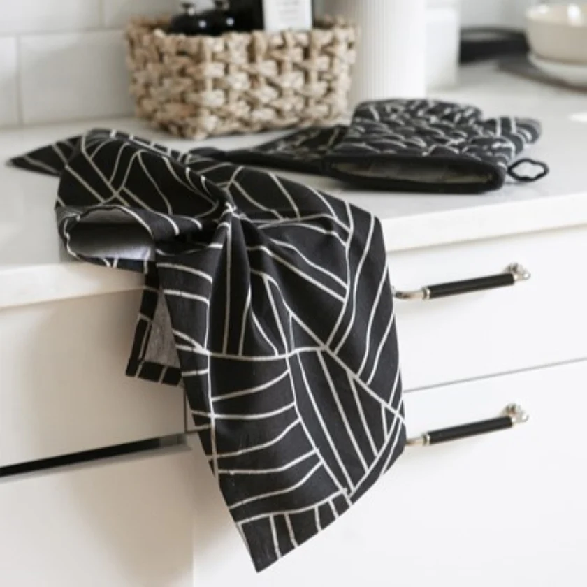 Küchenhandtuch Brunneby schwarz-beige