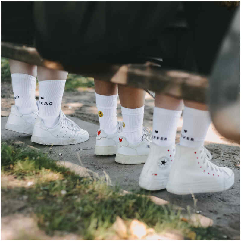 Eulenschnitt Socken Ciao Kakao weiß