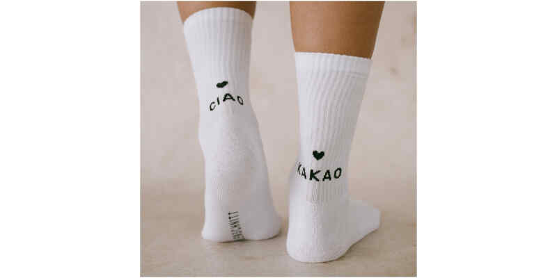 Eulenschnitt Socken Ciao Kakao weiß