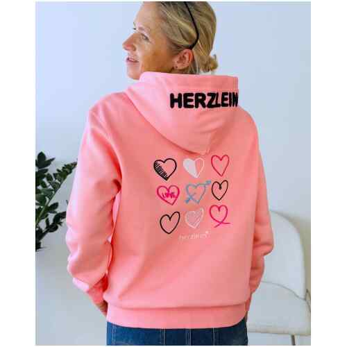 Herzlein Sweatjacke Love Hearts Coral