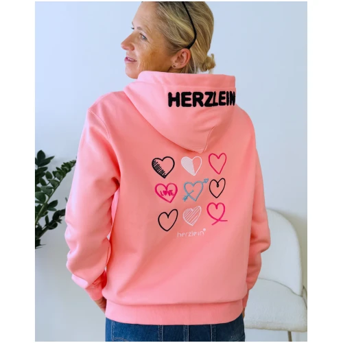 Herzlein Sweatjacke Love Hearts Coral