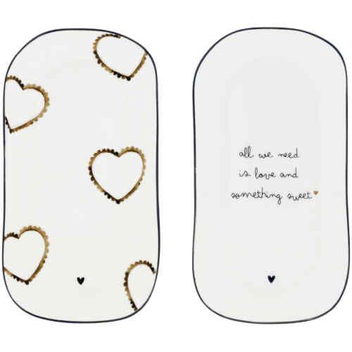 Bastion Teller Oval Plate White Brown 2 Sorten