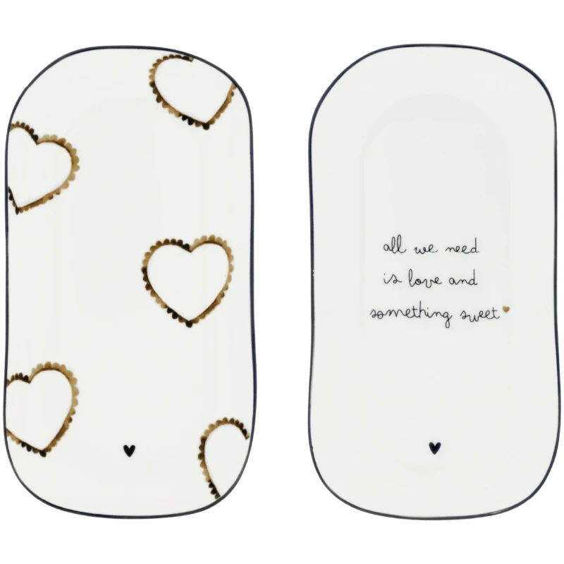 Bastion Teller Oval Plate White Brown 2 Sorten