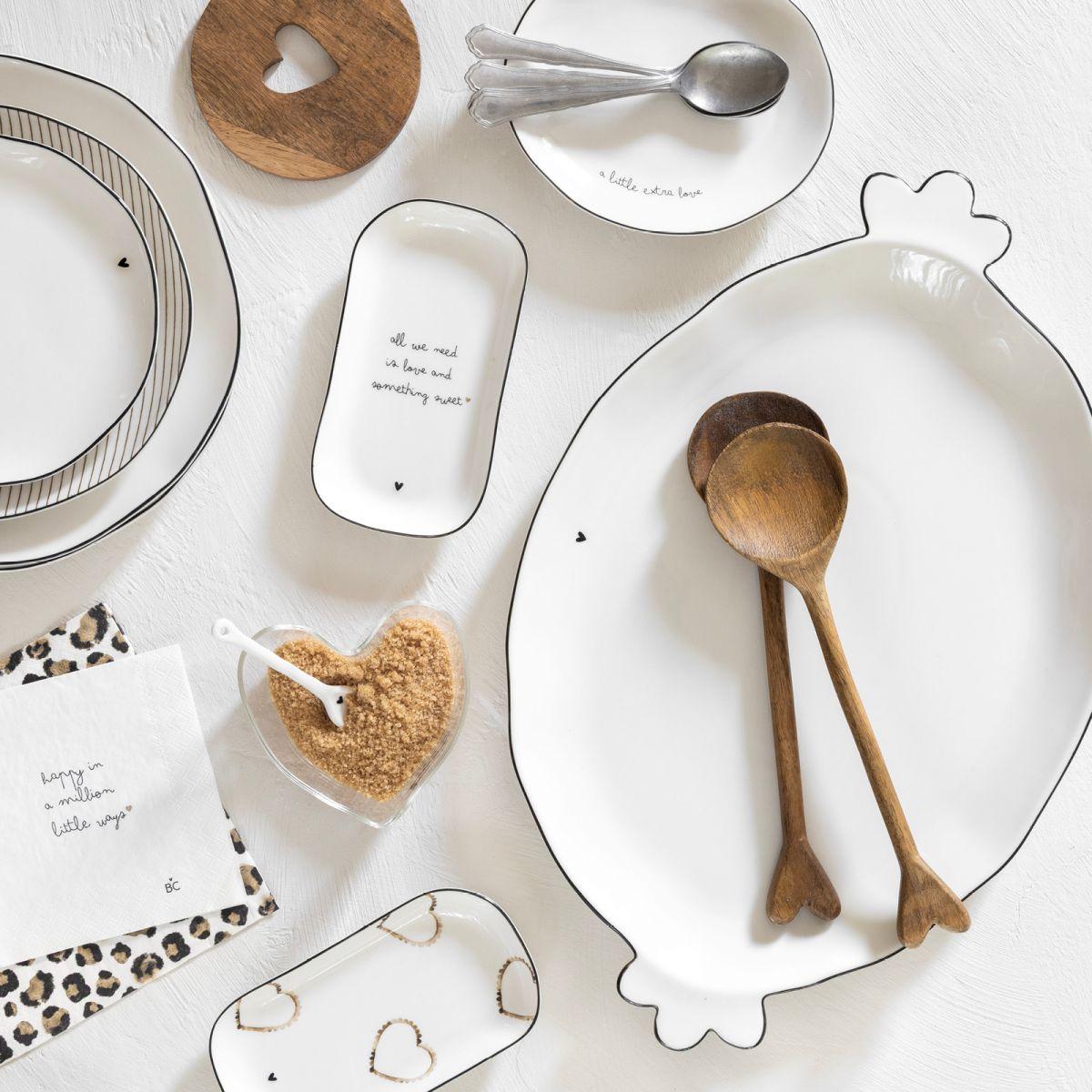 Bastion Teller Oval Plate White Brown 2 Sorten