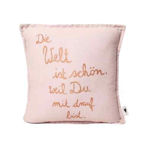 Goodoldfriends Mini Kissen Die Welt ist schön weil du mit drauf bist