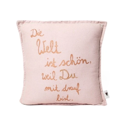 Goodoldfriends Mini Kissen Die Welt ist schön weil du mit drauf bist