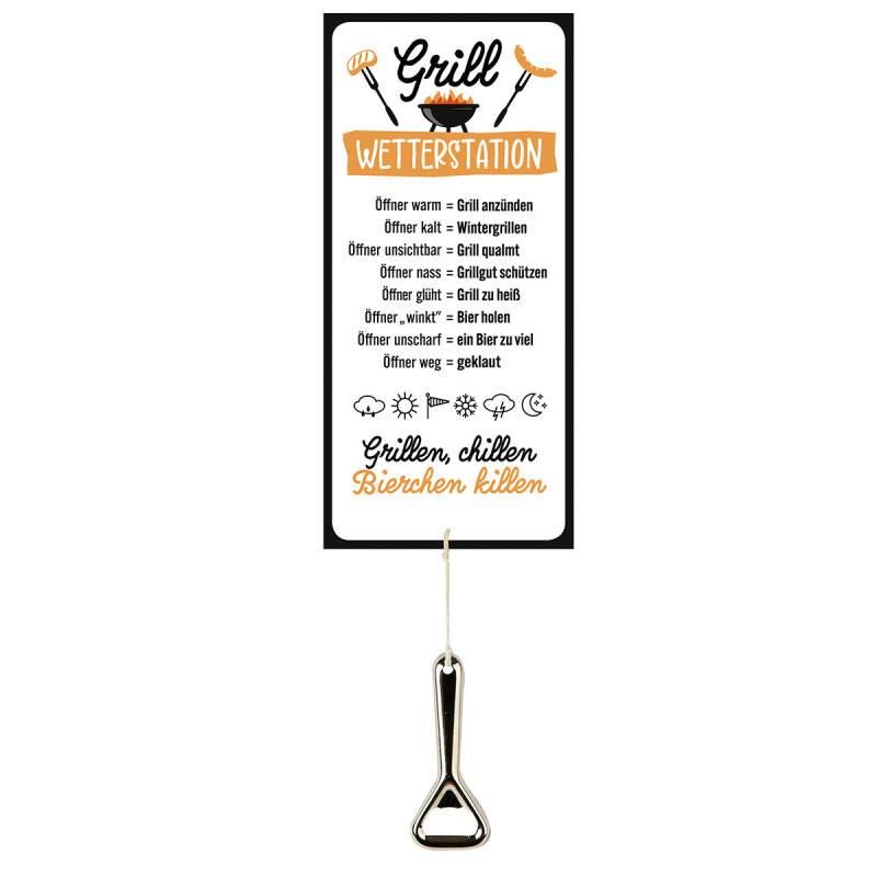 Wetterstation Schild Grill mit Flaschenöffner