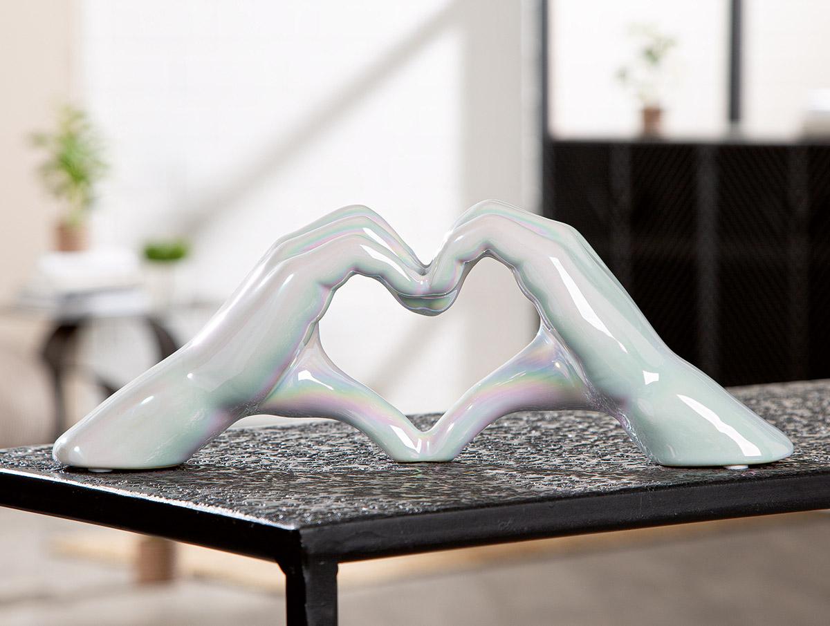 Dekoobjekt Herz weiß irisierend