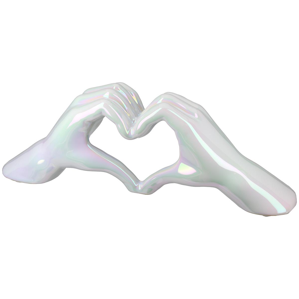 Dekoobjekt Herz weiß irisierend