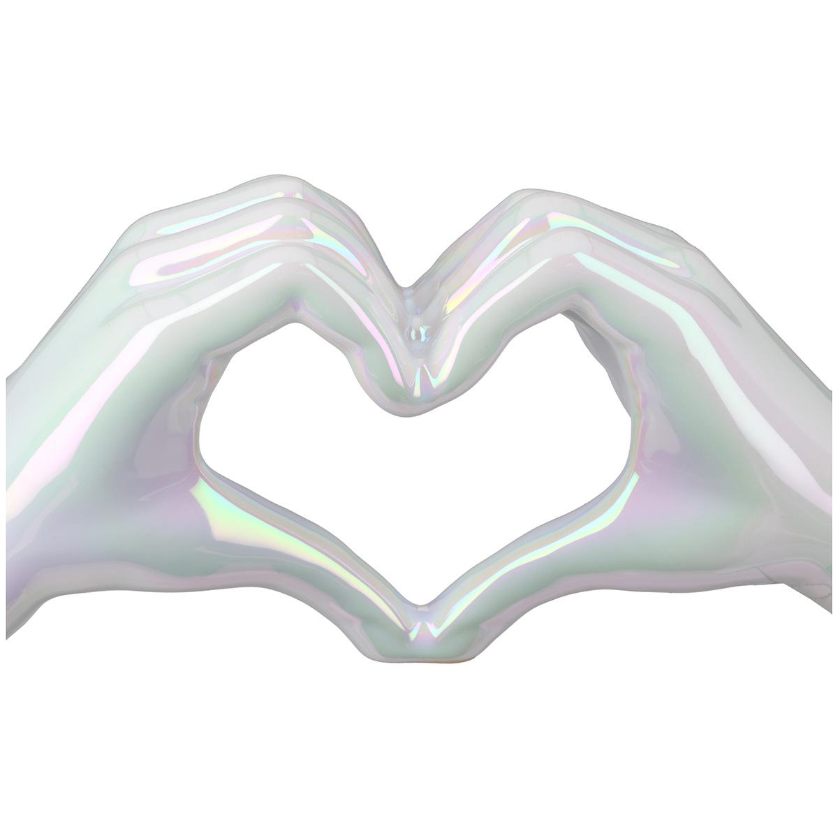 Dekoobjekt Herz weiß irisierend