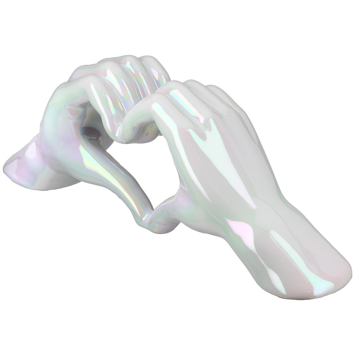 Dekoobjekt Herz weiß irisierend