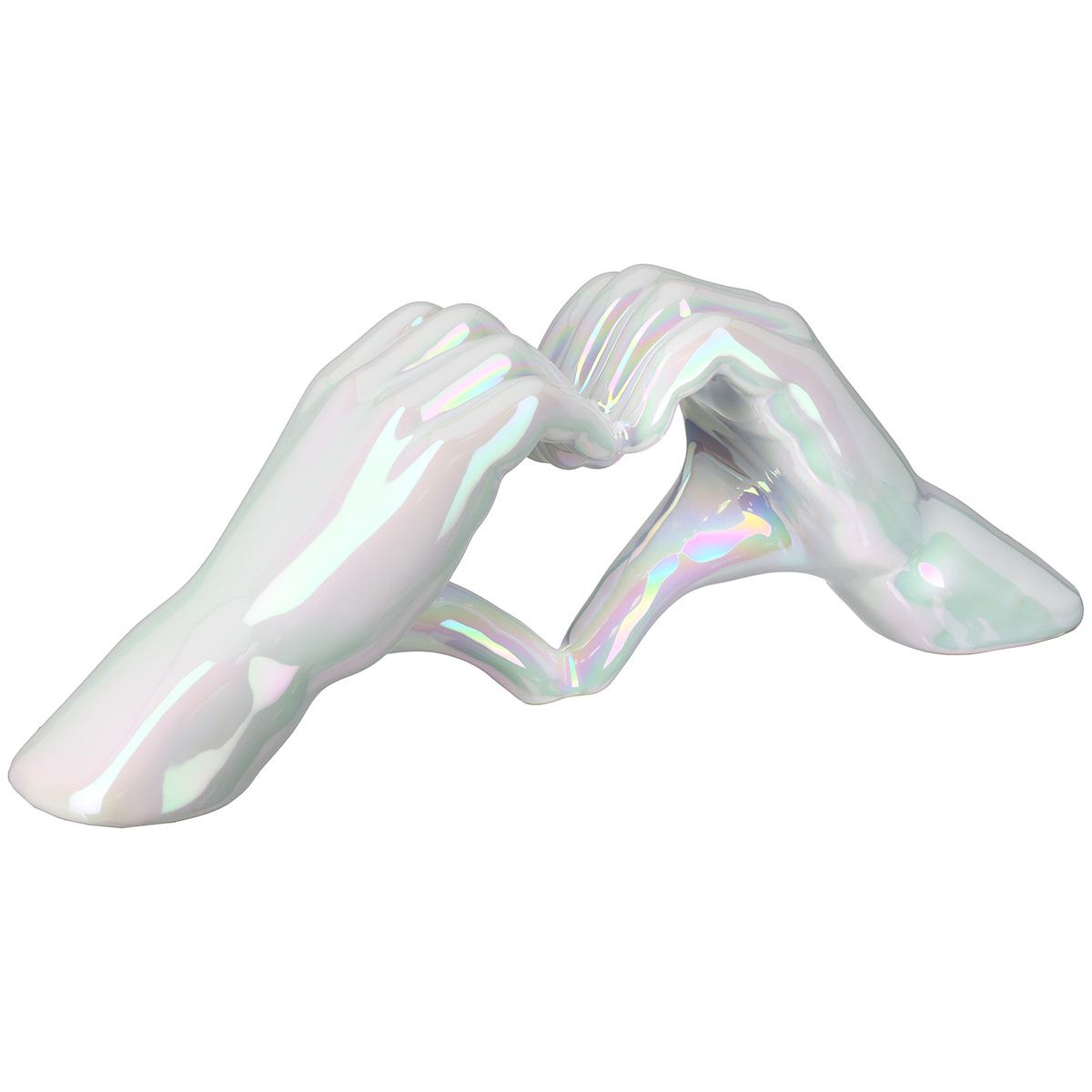 Dekoobjekt Herz weiß irisierend