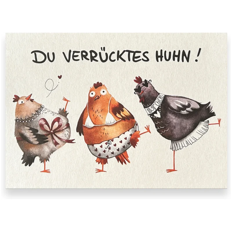 Voswald Postkarte Du verrücktes Huhn