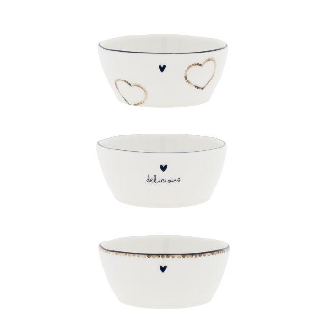 Schüssel klein White Brown Print 3 Sorten