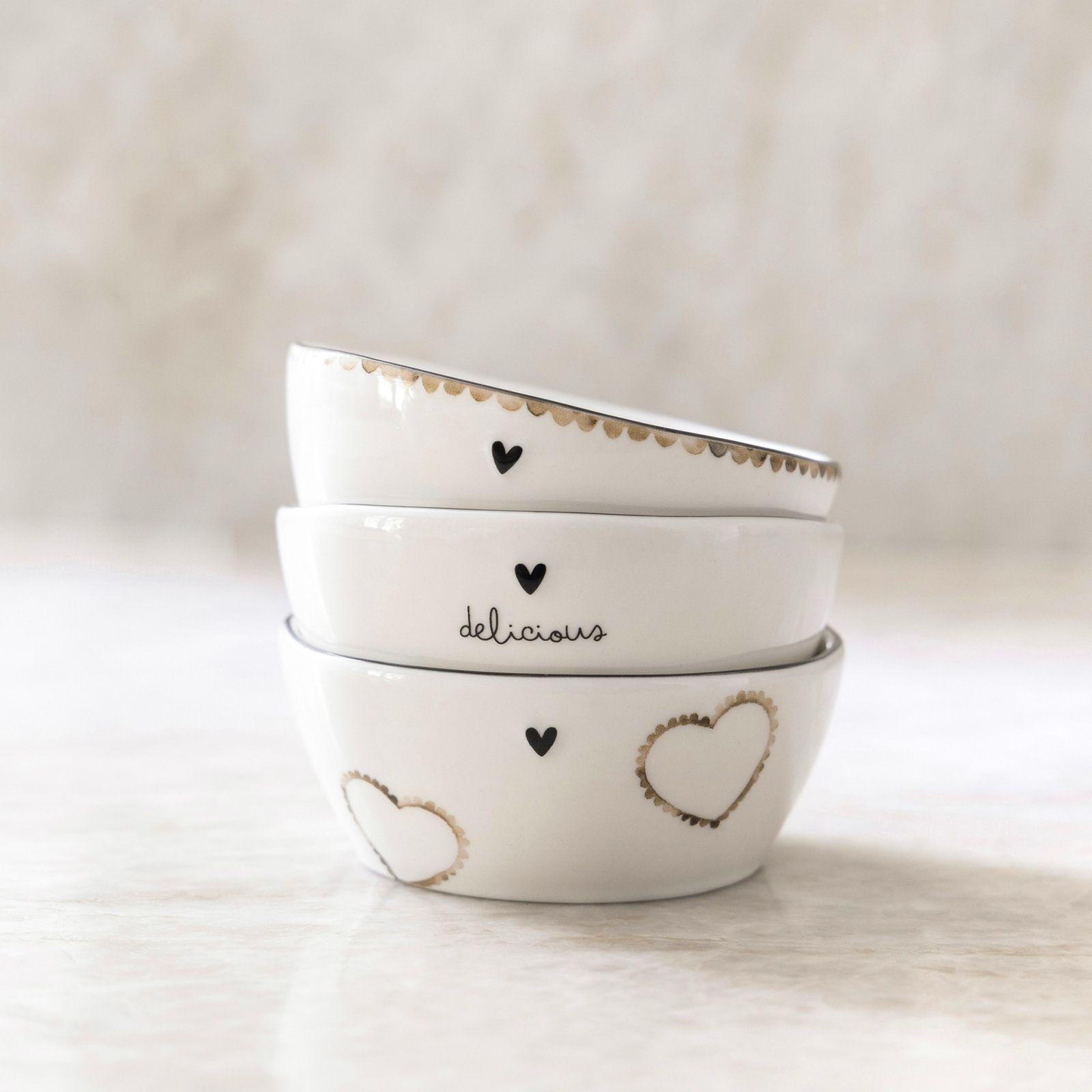 Schüssel klein White Brown Print 3 Sorten