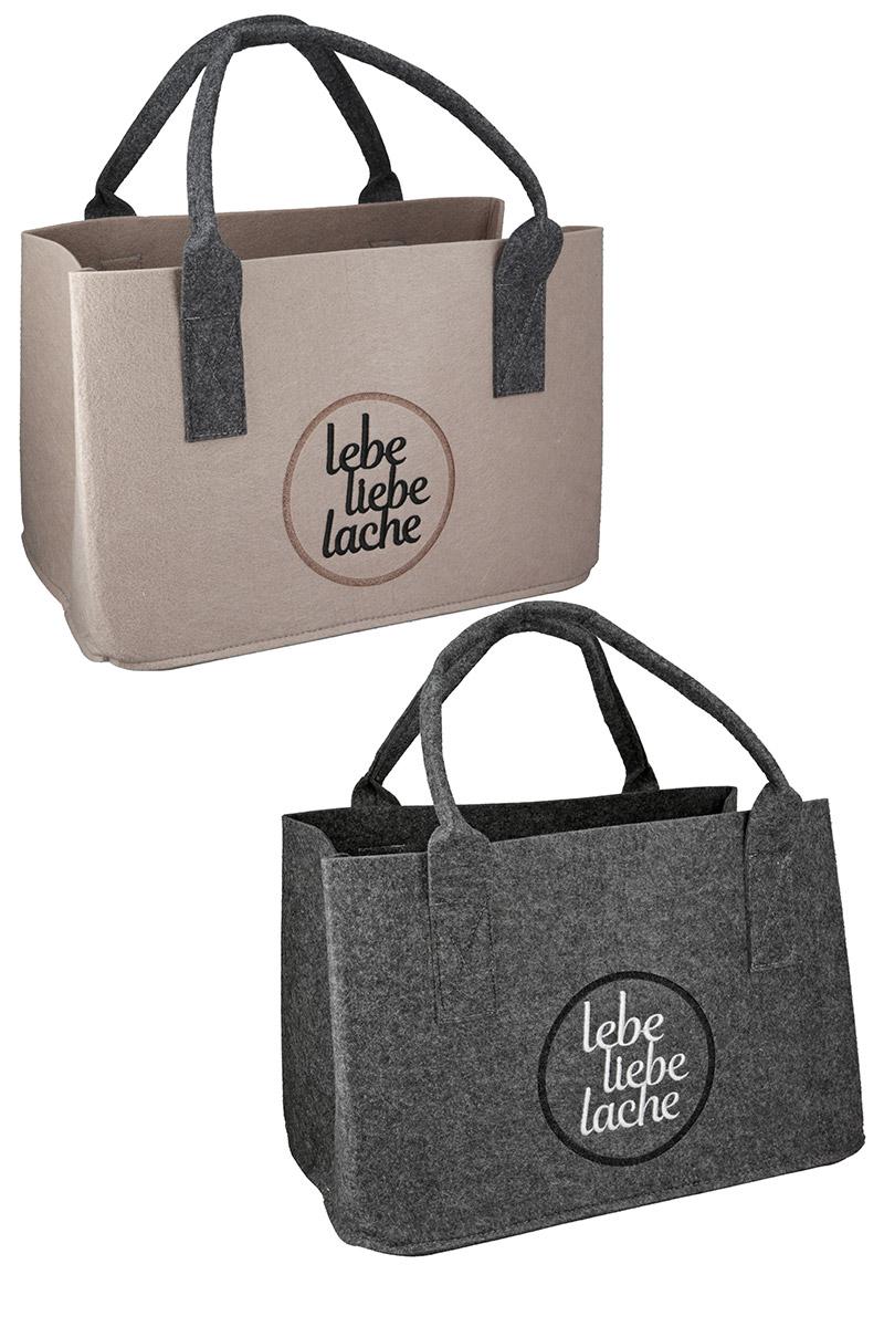 Tasche Lebe Liebe Lache grau