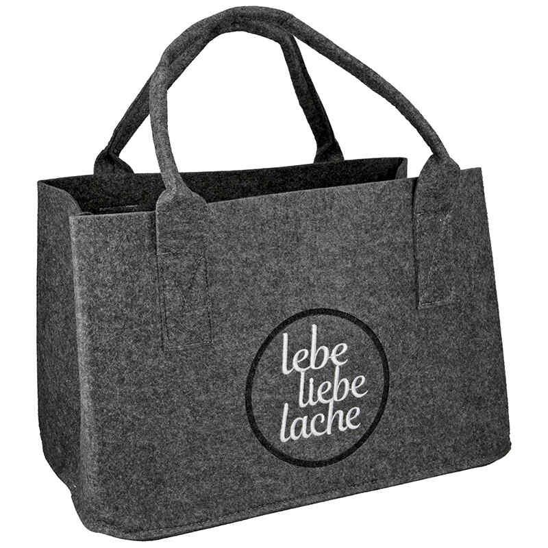 Tasche Lebe Liebe Lache grau