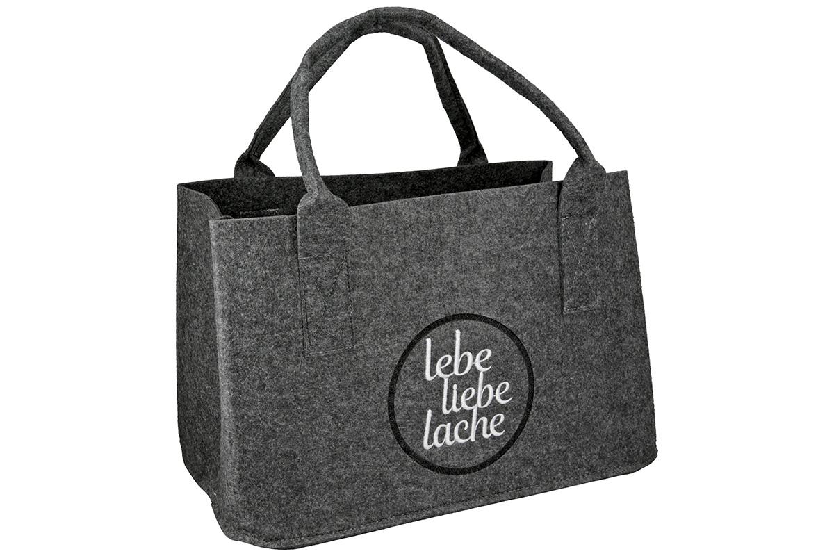 Tasche Lebe Liebe Lache grau
