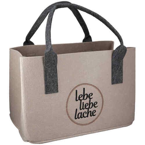 Tasche Lebe Liebe Lache beige